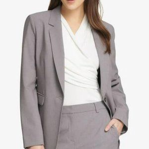Dkny Womens Notch Collar Business One-Button Blazer Gray SIZE 6